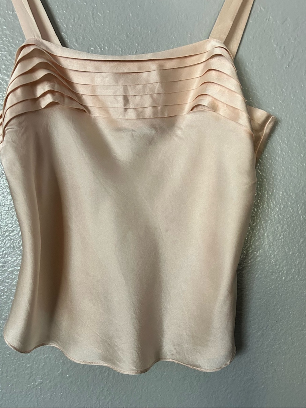 Vintage Neiman Marcus 100% Silk Pleated Camisole Top Small Cream